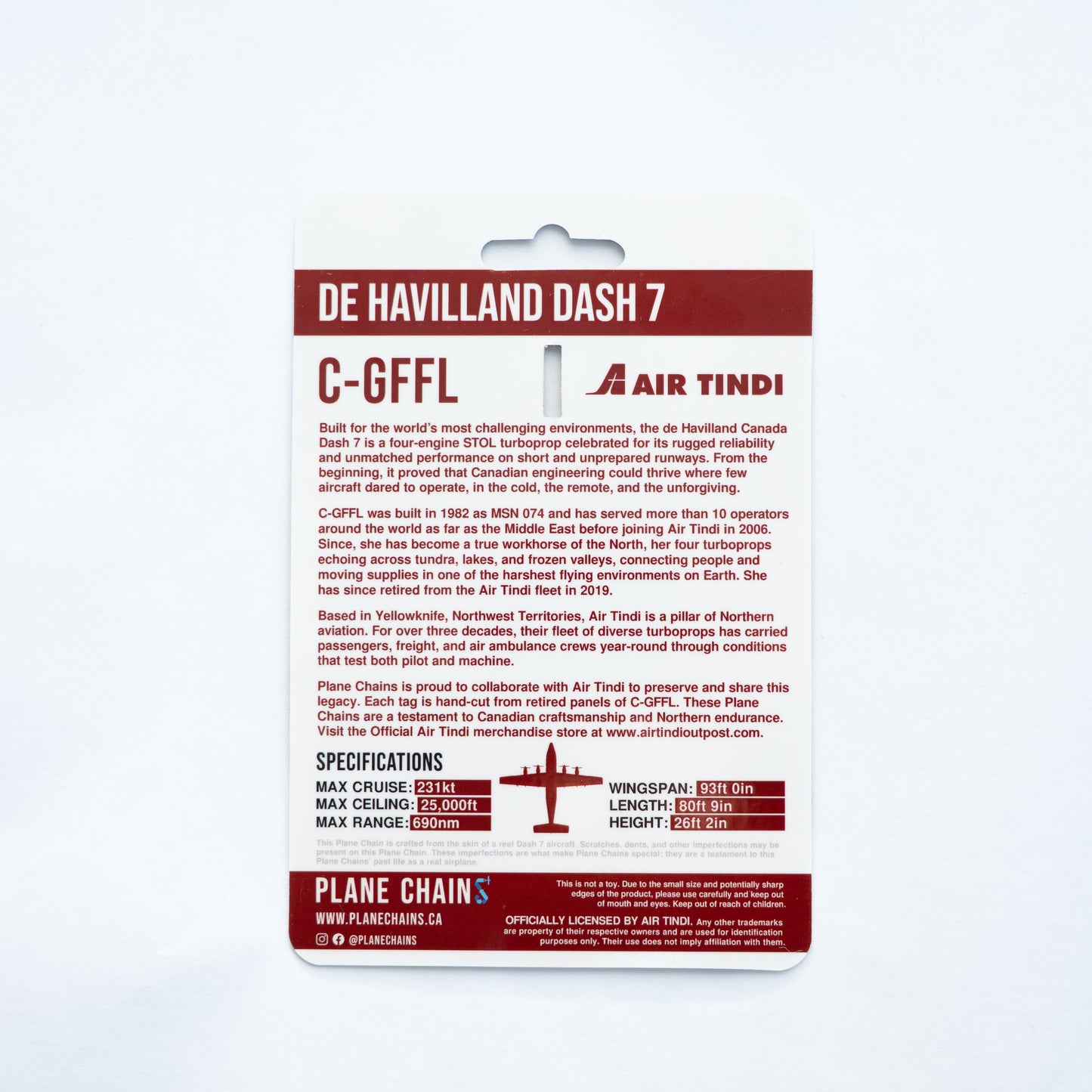 Air Tindi Dash 7 Plane Chains – C-GFFL