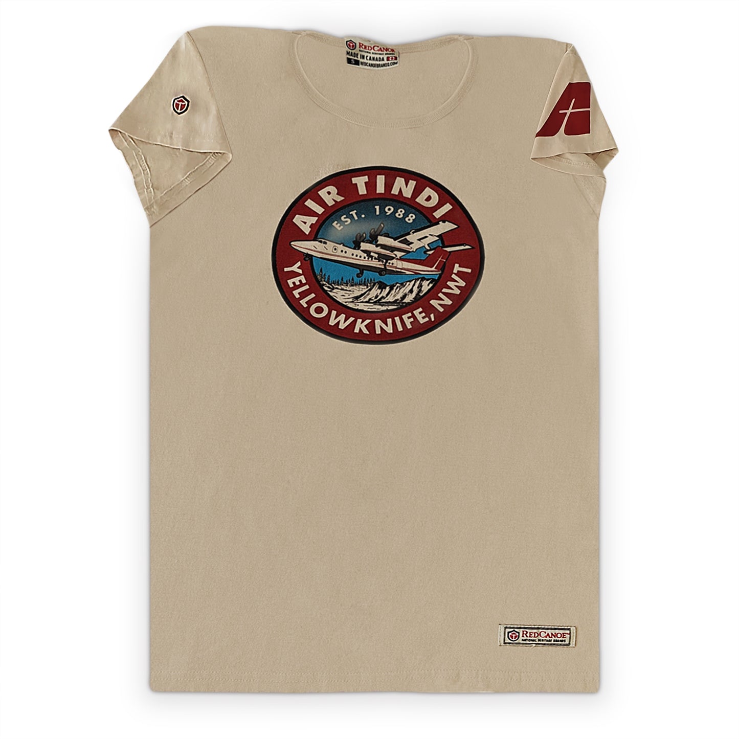 Air Tindi Classic Dash 7 T-Shirt in ladies on a white background