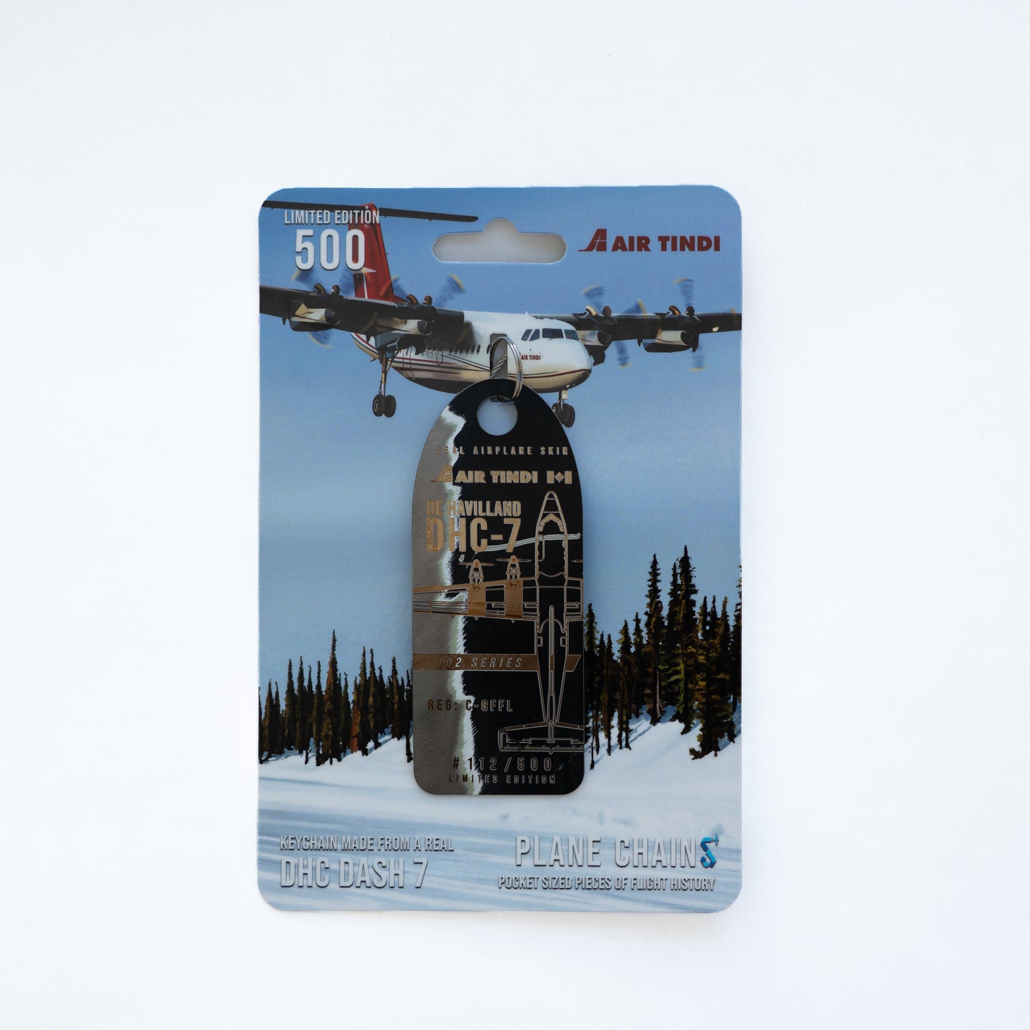 Plane Chain of a Dash 7 C-GFFL in black and silver