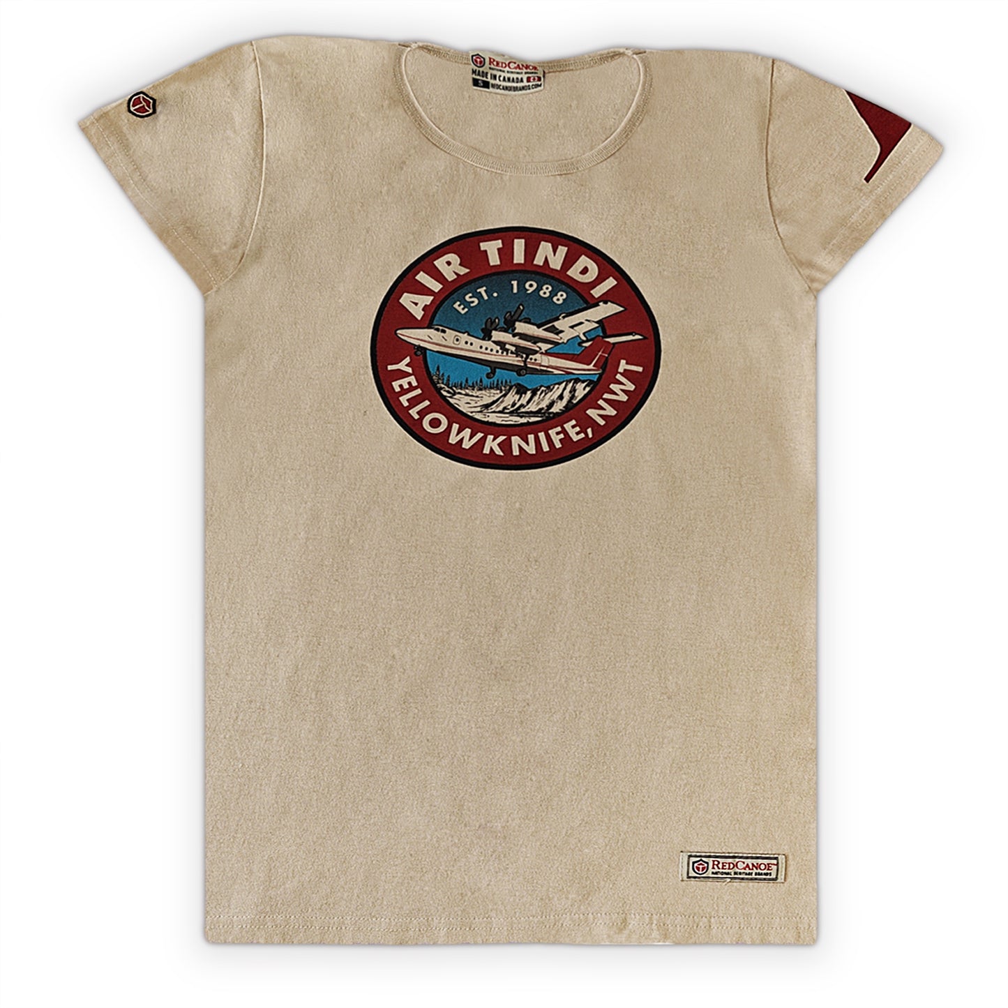 Air Tindi Classic Dash 7 T-Shirt in ladies on a white background