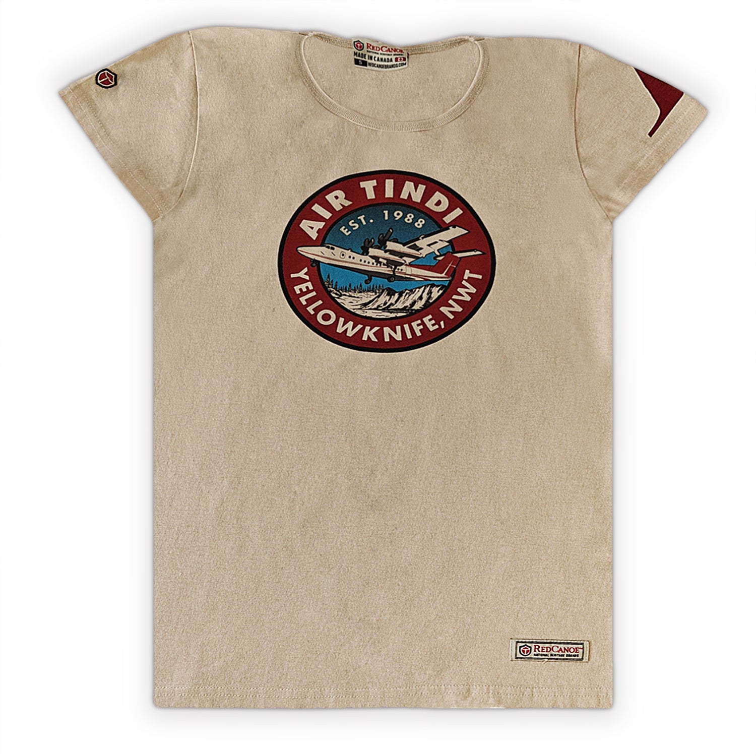 Air Tindi Classic Dash 7 T-Shirt in ladies on a white background