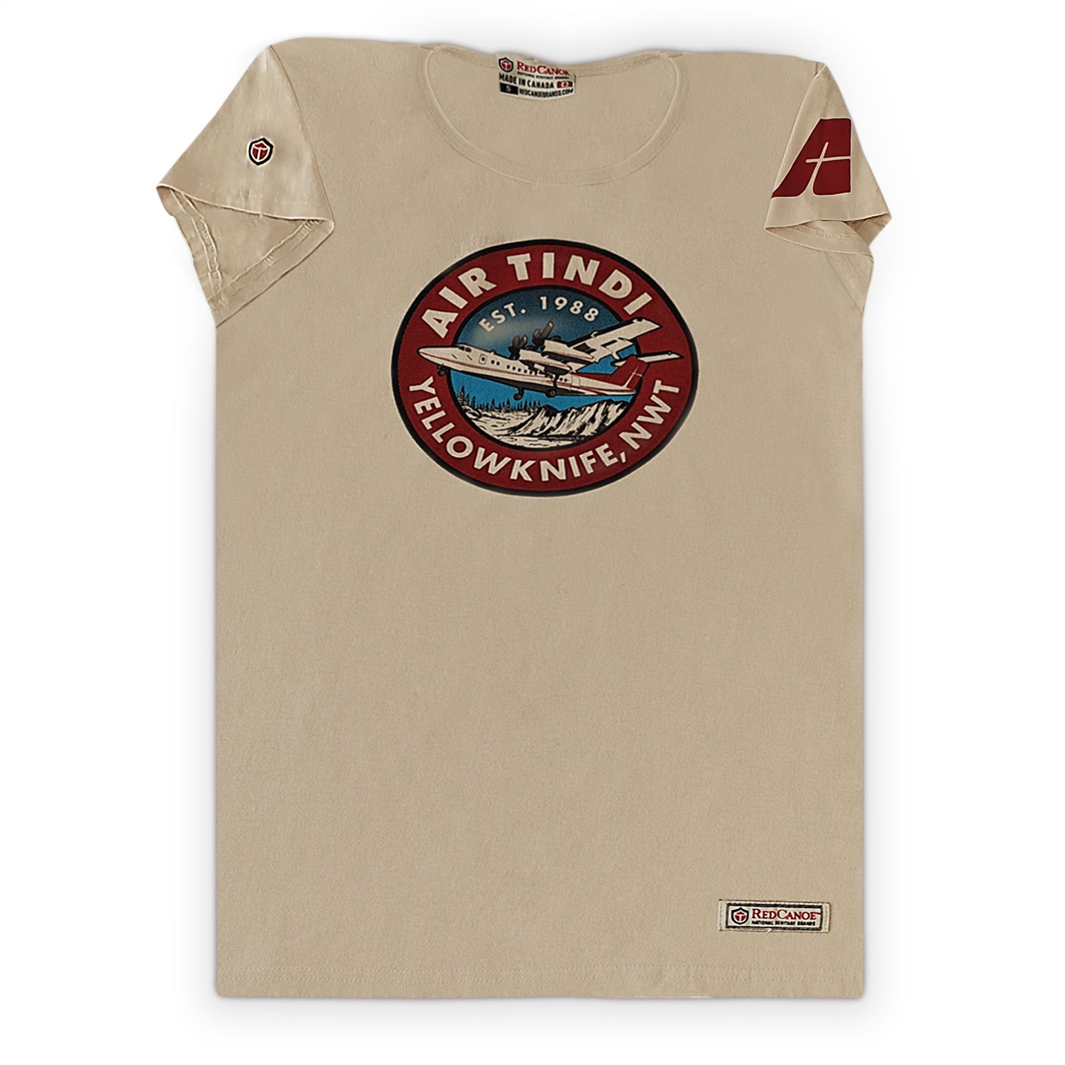 Air Tindi Classic Dash 7 T-Shirt in ladies on a white background