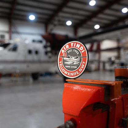 Air Tindi Classic Twin Otter Sew-On Patch with a Twin Otter in the background