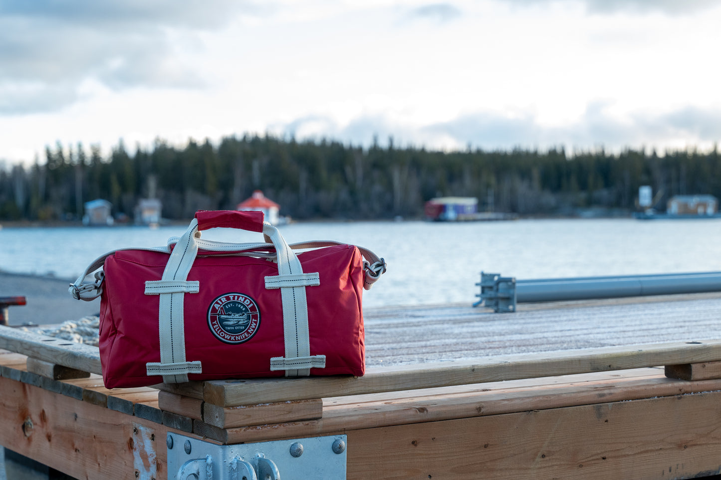 Air Tindi Travel Stow Bag by a lake