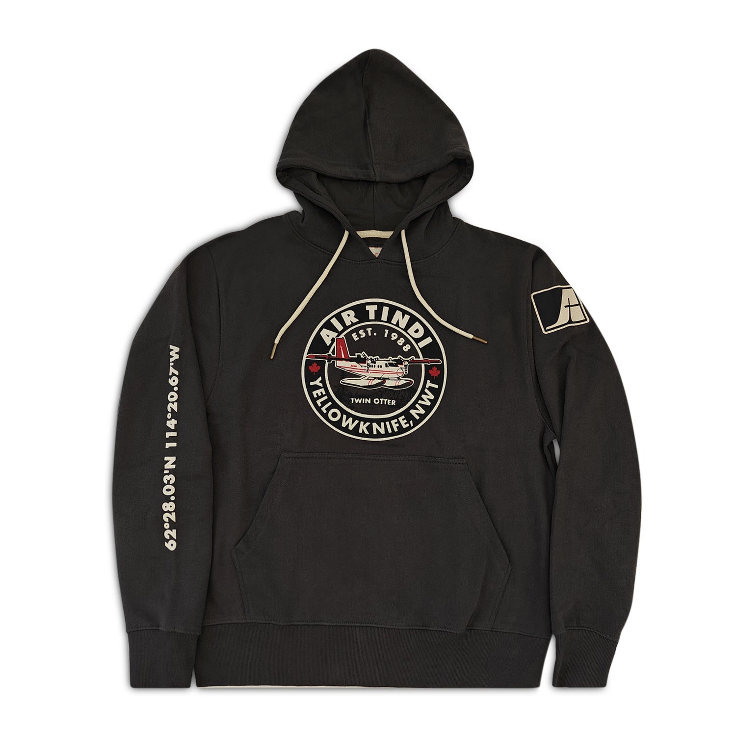 Air Tindi Twin Otter Hoodie on a whitev background